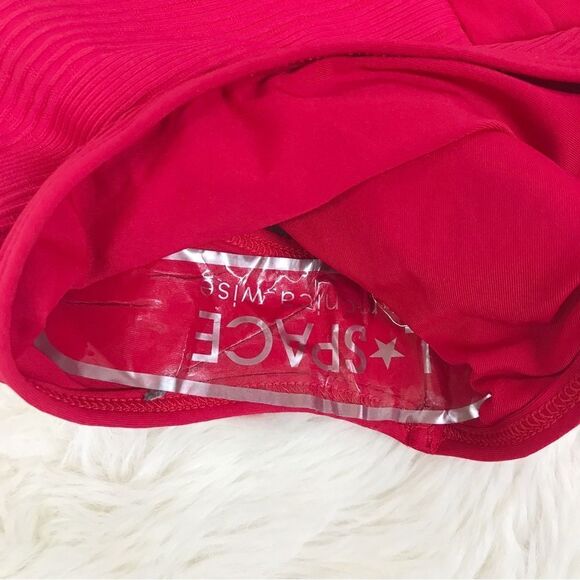 New L*SPACE Frenchi Bottom Bitsy Cut High Waist Bikini Pointelle Rib Red Large - Picture 9 of 10